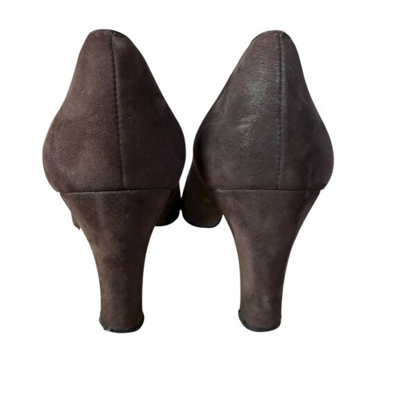 Delman brown 6 1/2M suede pumps 2.75" heel woman's shoes - Picture 7 of 11